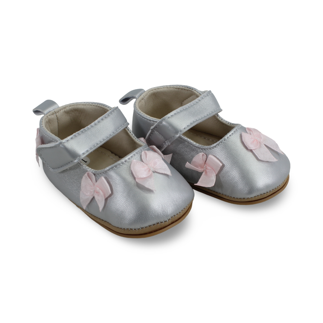 Baby Girls Leather Ballerina – with Stan Bows Design - Clothing - Cherries