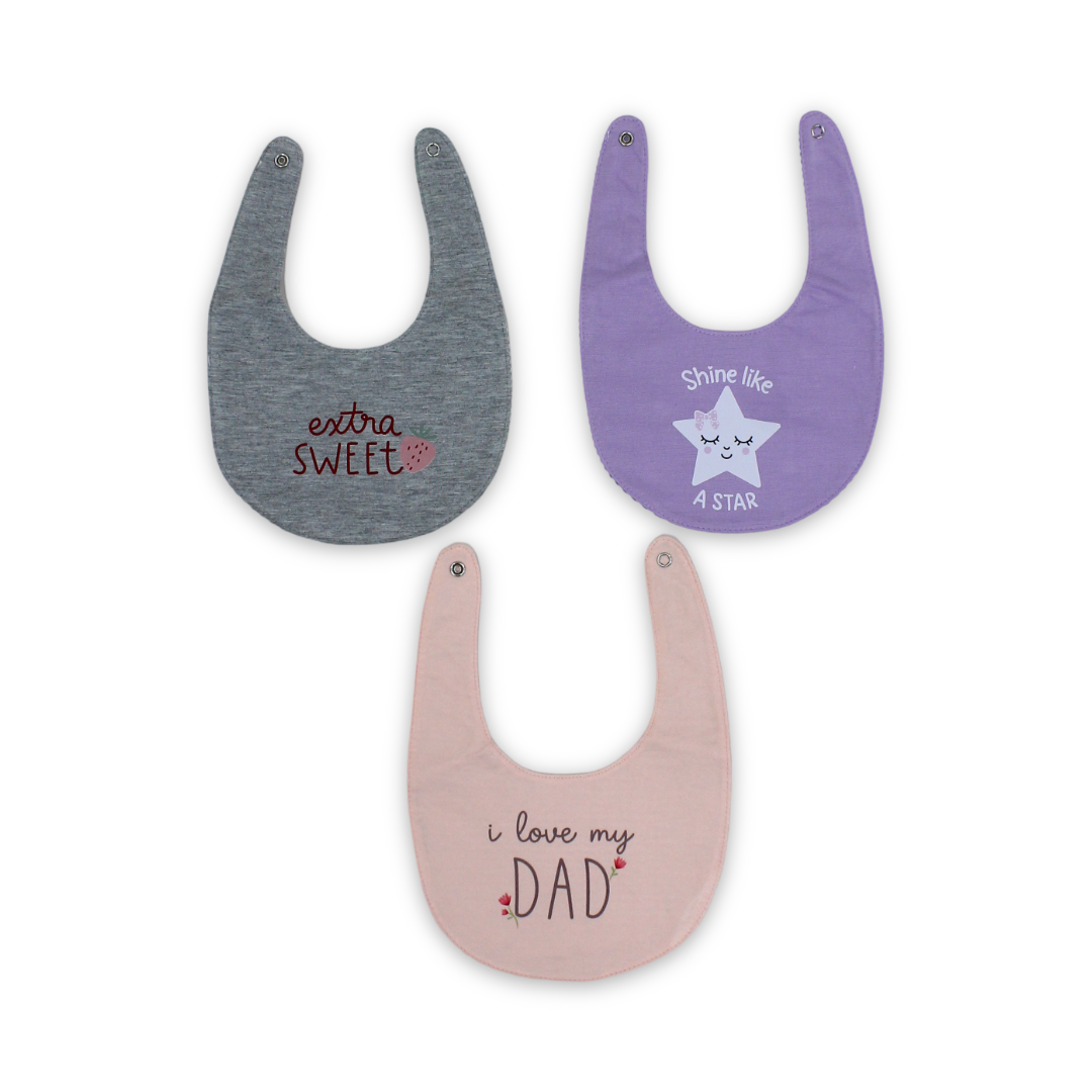 Cotton Baby Bib with "Extra Sweet" Print – (Pack Of 3) - Baby Essentials - Cherries