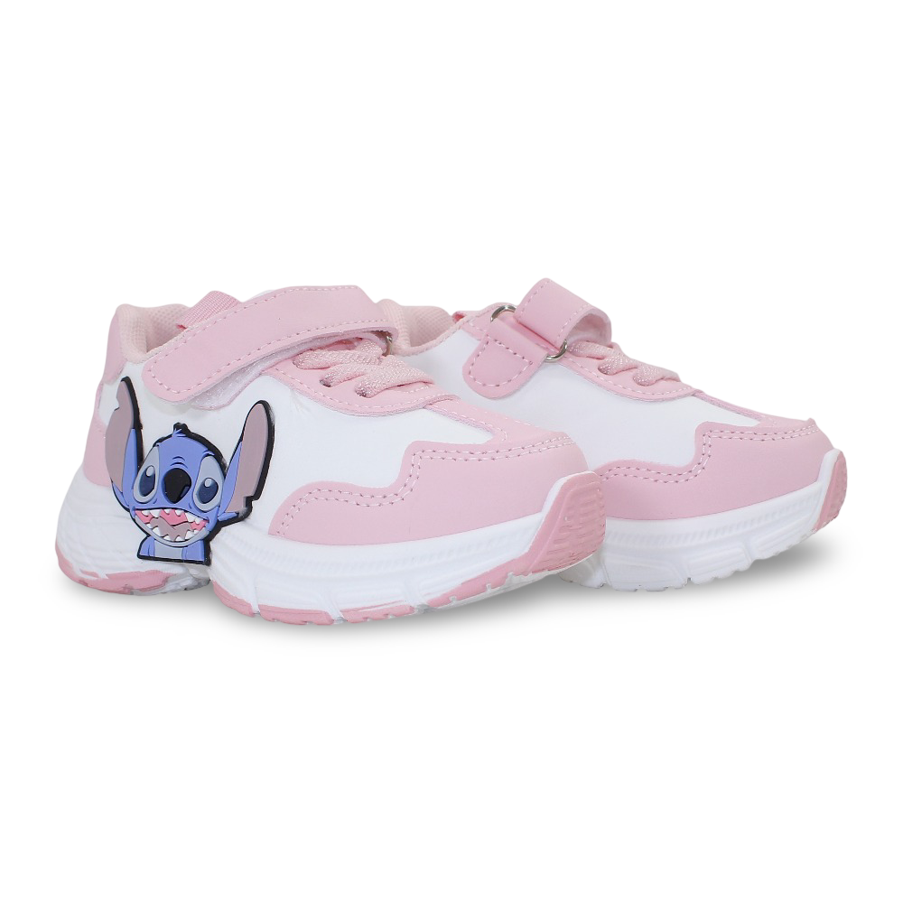 Baby Girls Leather Sneakers – Pink with Stitch Design - Clothing - Cherries