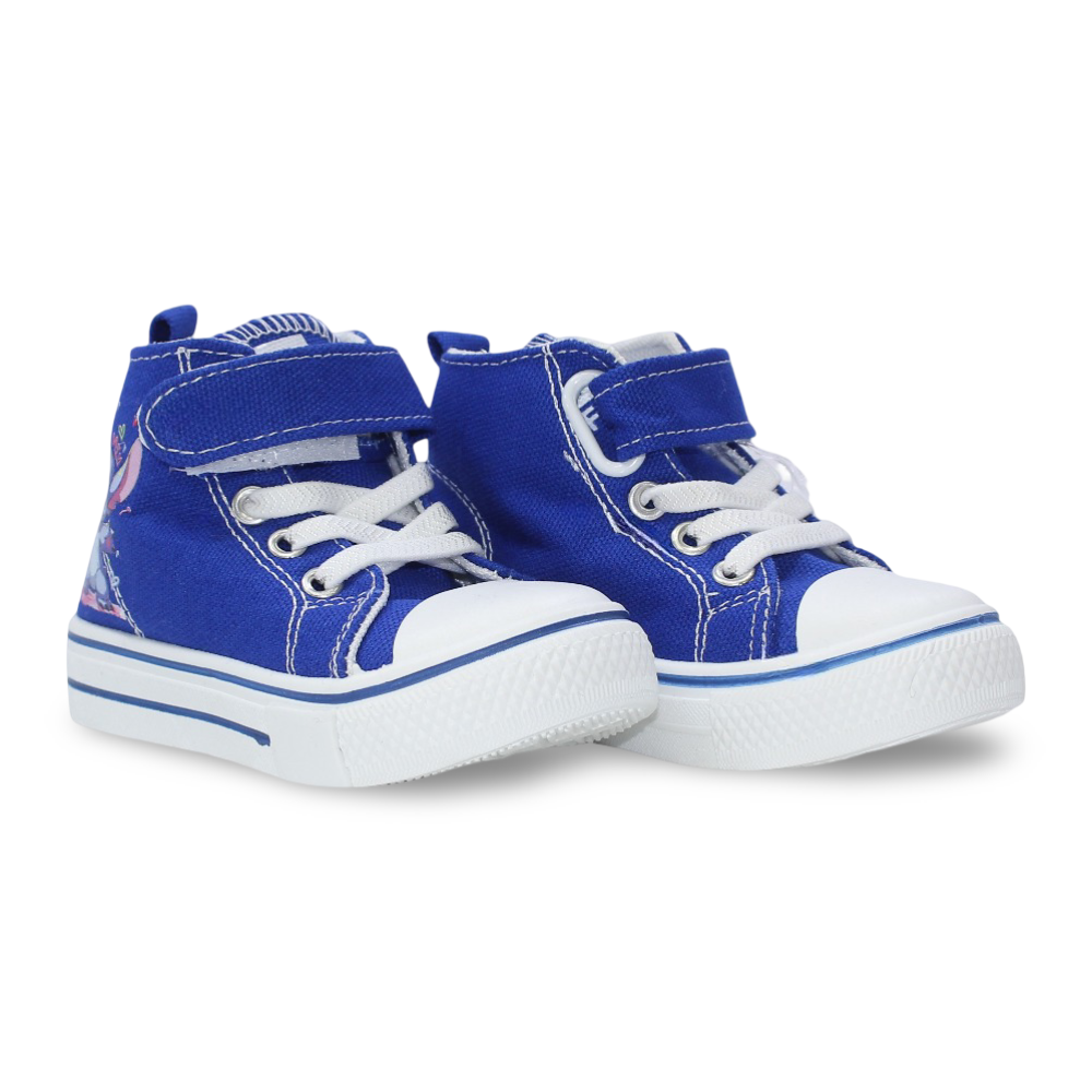 Baby Girls Canvas Half Boots – Blue with Stitch Print - Clothing - Cherries