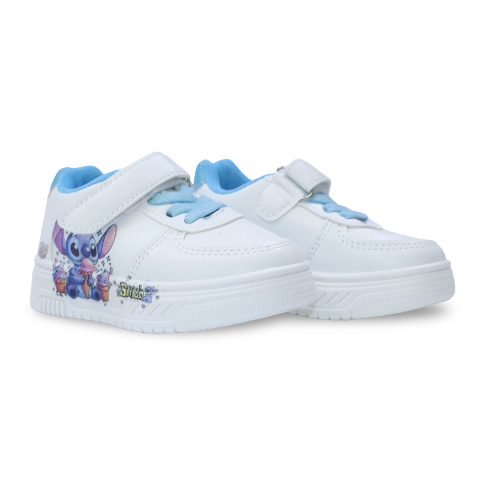 Baby Girls Leather Sneakers – Baby Blue with Stitch & Ice Cream Print - Clothing - Cherries