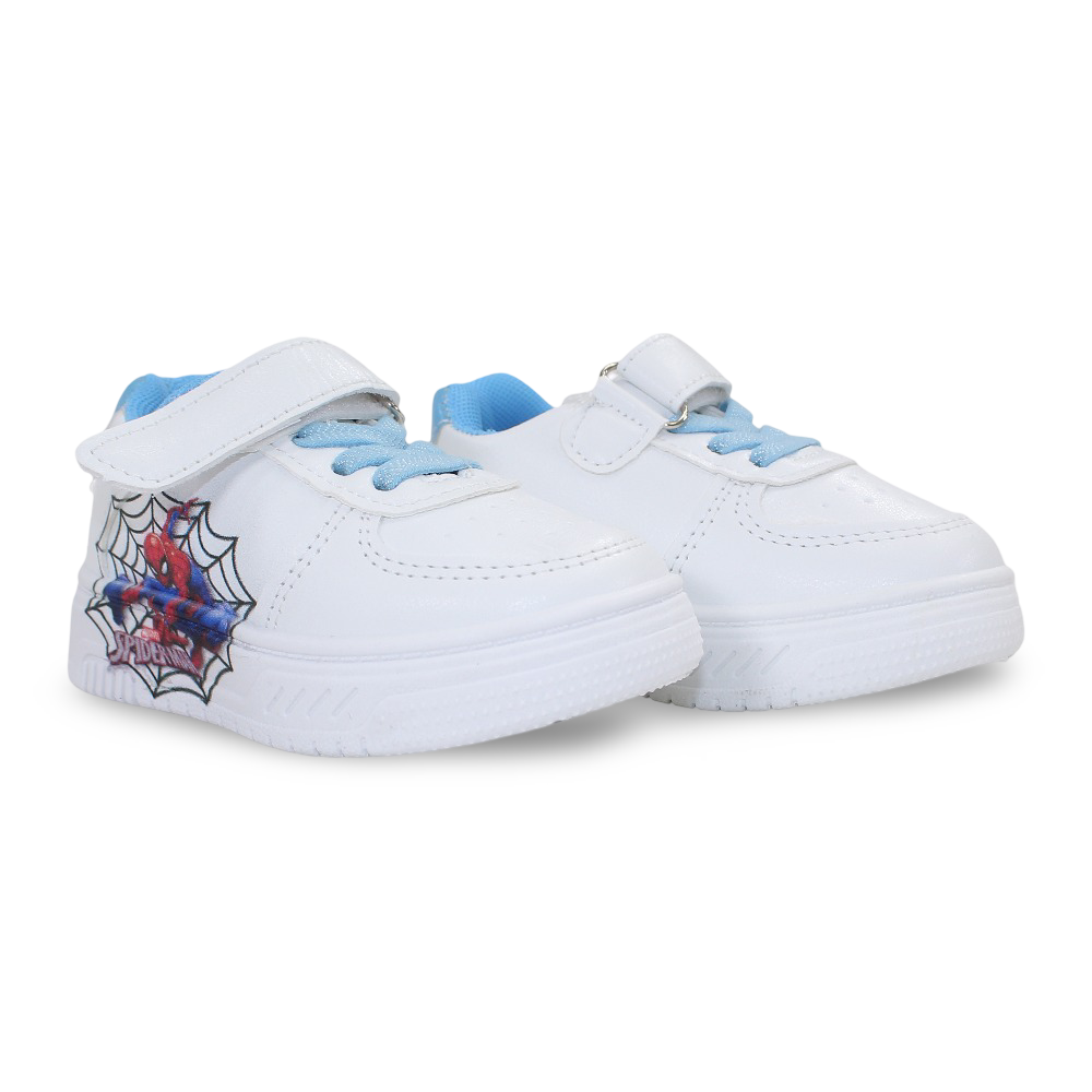 Baby Boys Leather Sneakers – Baby Blue with Spider-Man Print - Clothing - Cherries