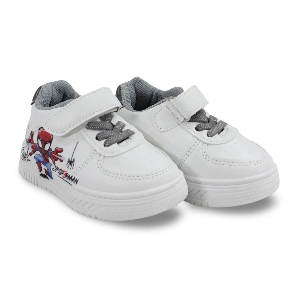 Baby Boys Leather Sneakers – Grey with Spider-Man Print - Clothing - Cherries