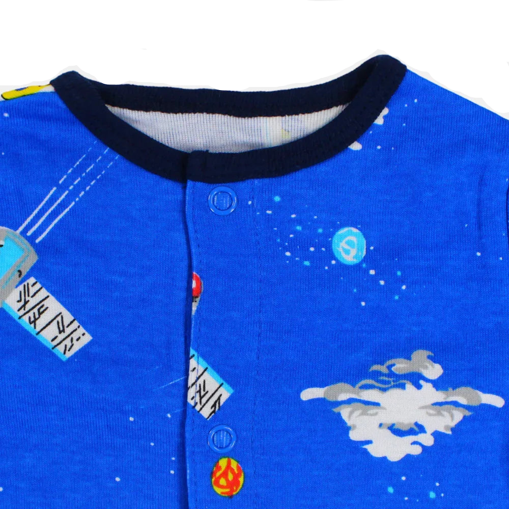 Baby Boys Cotton Romper - Fun Rocket Print
