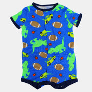 Baby Boys Cotton Romper – Blue with a Fun Design