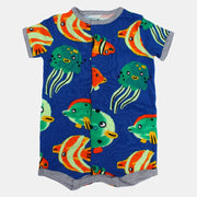 Baby Boys Cotton Romper – Indigo with Under The Sea Design