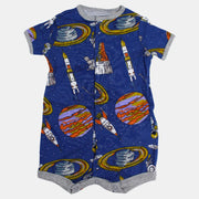 Baby Boys Cotton Romper – Indigo with Space Print