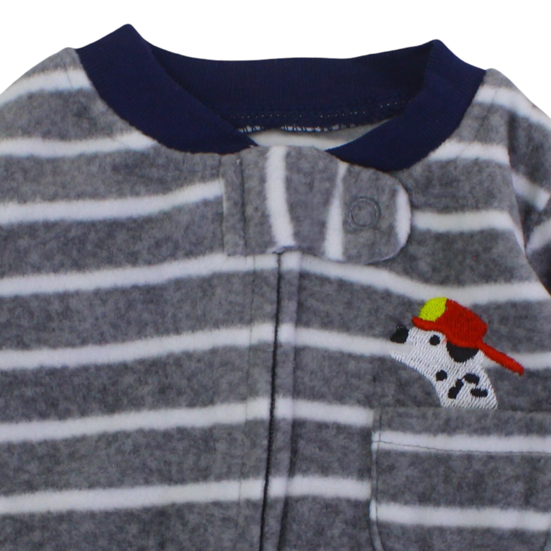 Baby Boys Velvet Baby Footie – Striped Grey
