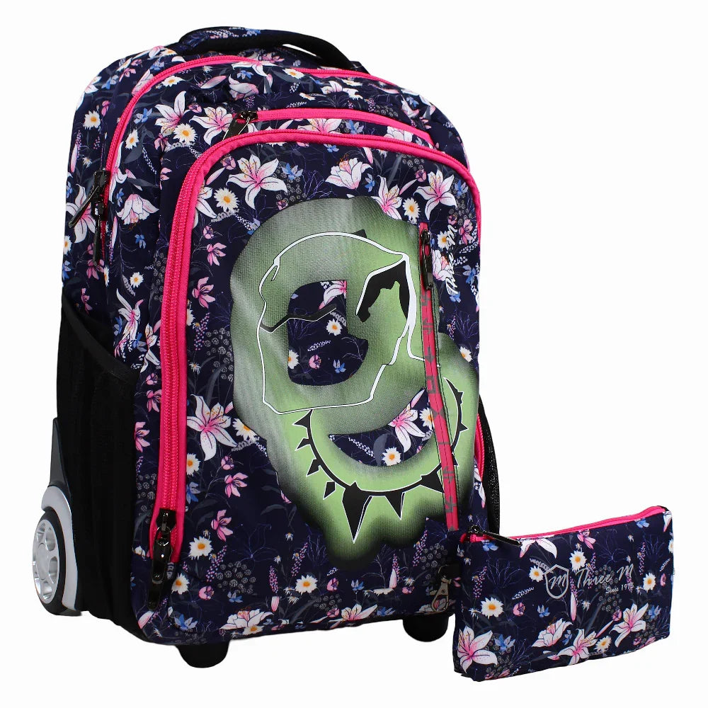 Floral School Set – 20 Inches (Trolley Bag + Pencil case)