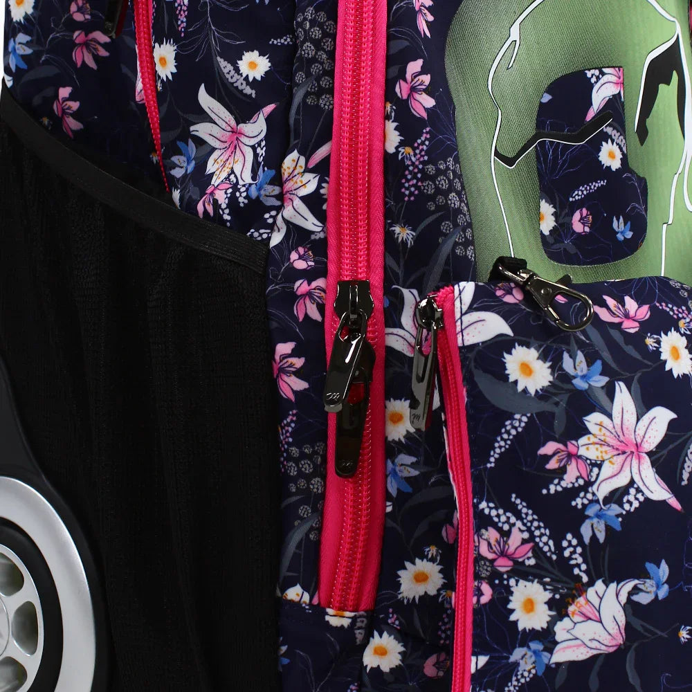 Floral School Set – 20 Inches (Trolley Bag + Pencil case)