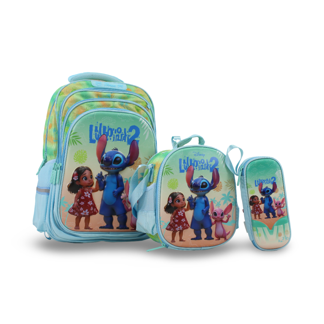 3M Stitch School Set 18 Inches – Aqua with Backpack, Lunch Bag & Pencil Case