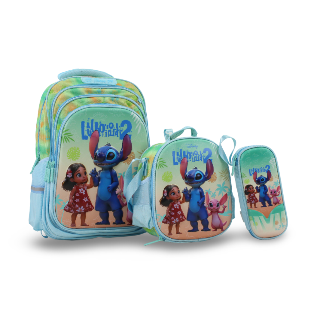 3M Stitch School Set 16 Inches – Aqua with Backpack, Lunch Bag & Pencil Case