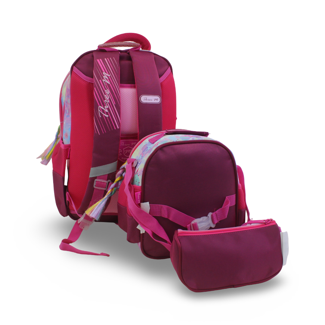 3M Unicorn School Set 16 Inches – Fuchsia with Backpack, Lunch Bag & Pencil Case