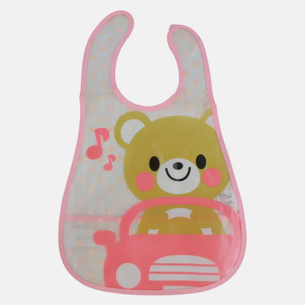 Baby Bib – White with Bear & Car Design