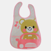 Baby Bib – White with Bear & Car Design