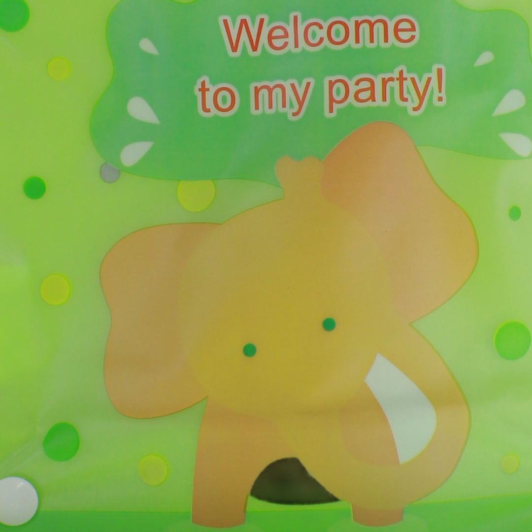 Silicone Baby Bib with Food-Catching Pocket – Green with Elephant Print