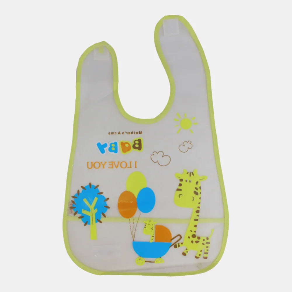 Baby Bib – White with Cute Giraffe Design
