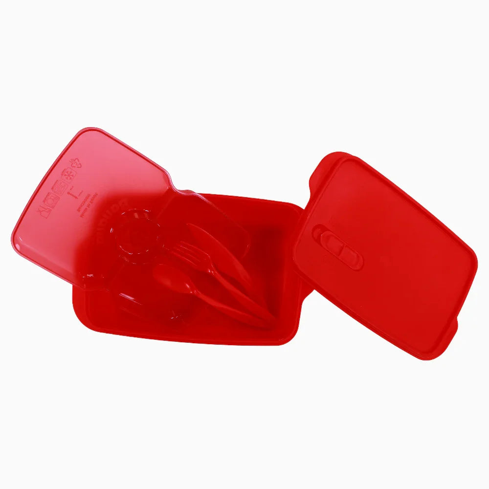 Red Plastic Lunch Box – 1.5L