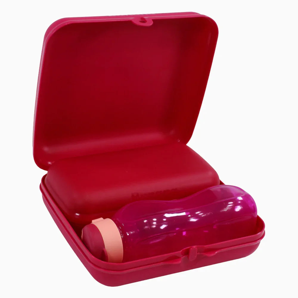 Fuchsia Plastic Lunch Box Set – (5-in-1 Easy Lock)