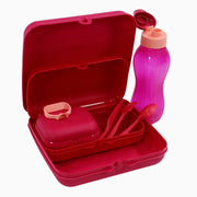 Fuchsia Plastic Lunch Box Set – (5-in-1 Easy Lock)