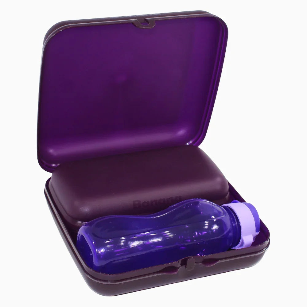 Purple Plastic Lunch Box Set – (5-in-1 Easy Lock)