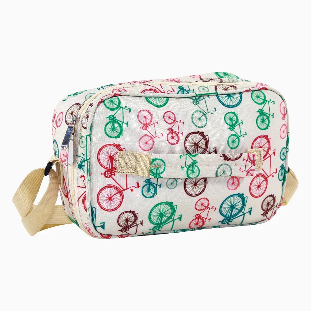 Fabric Lunch Bag – Beige with Bicycle Design - School - Banana