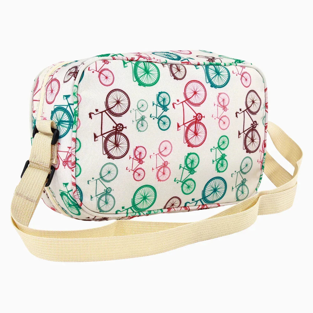 Fabric Lunch Bag – Beige with Bicycle Design