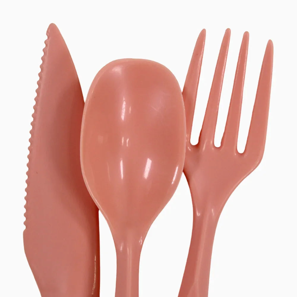 Plastic Cutlery Set – Salmon