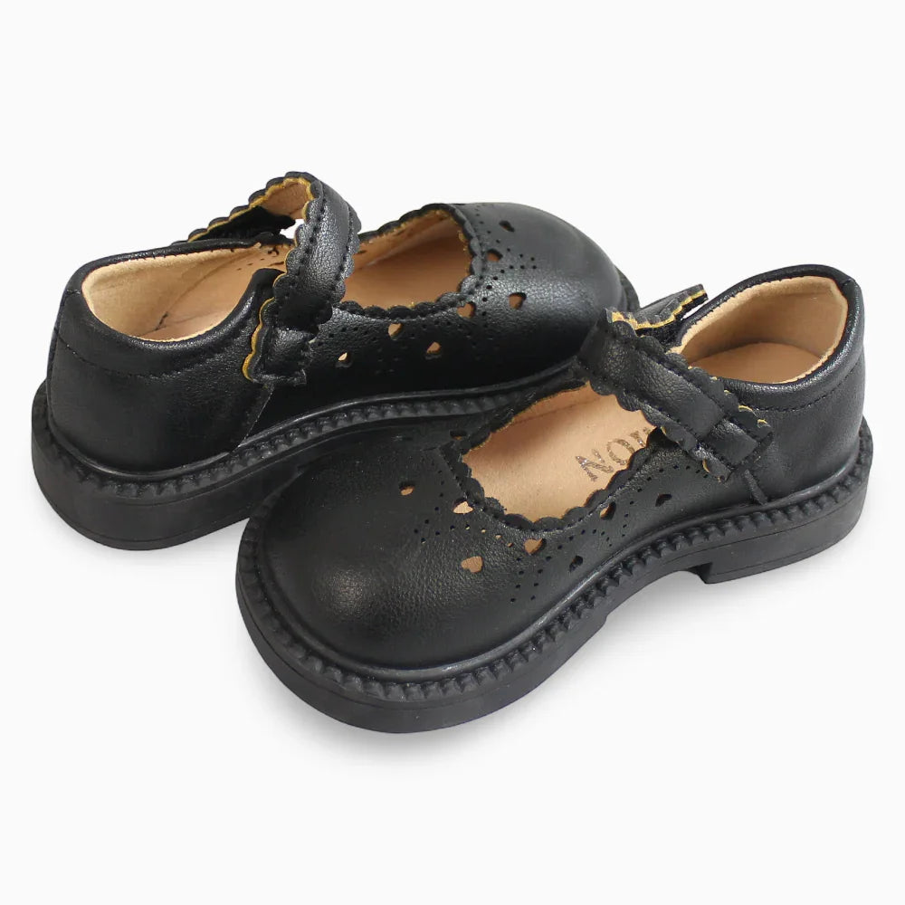 Girls Leather Shoes – Black