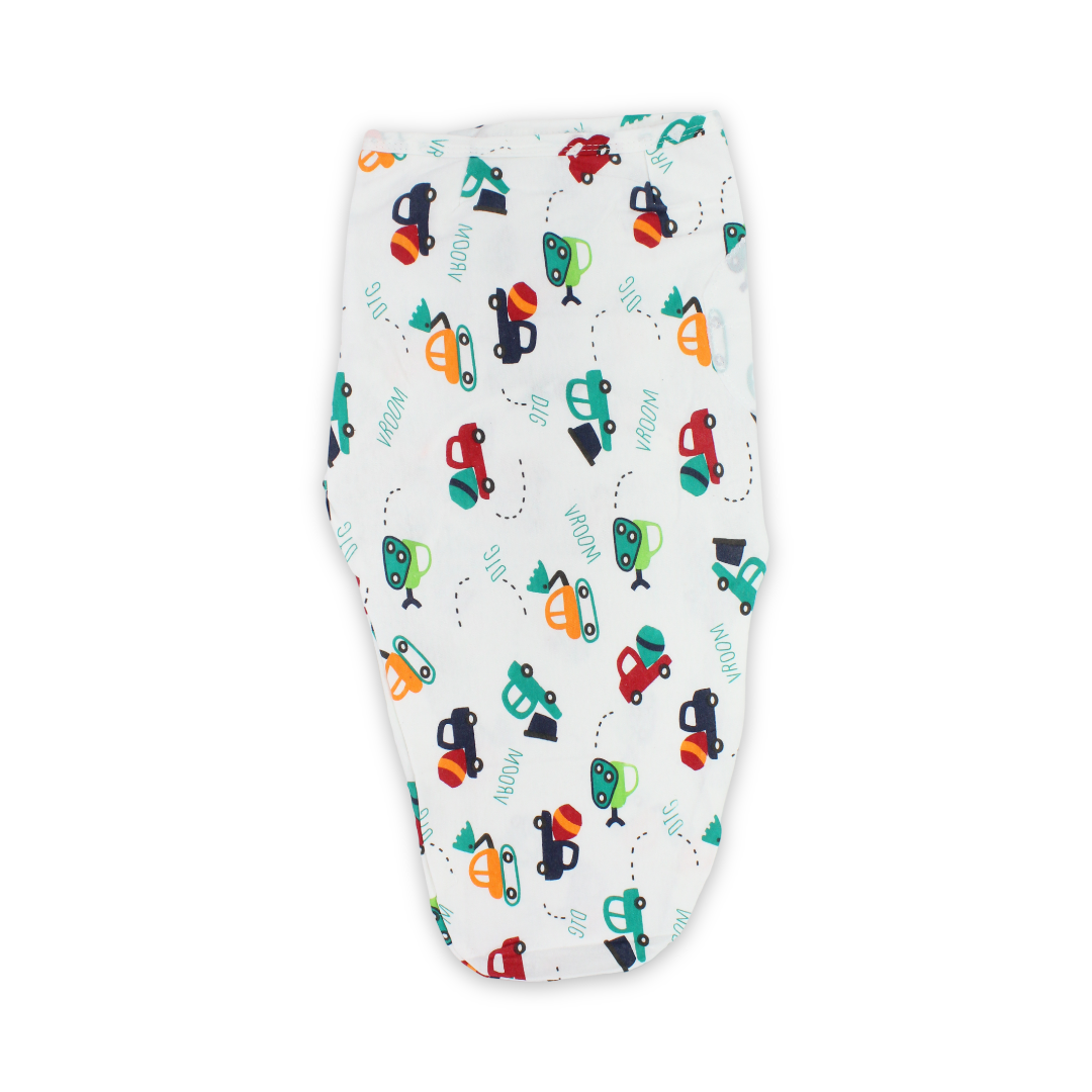 Cotton Baby Swaddle – Off-White with Equipment Print