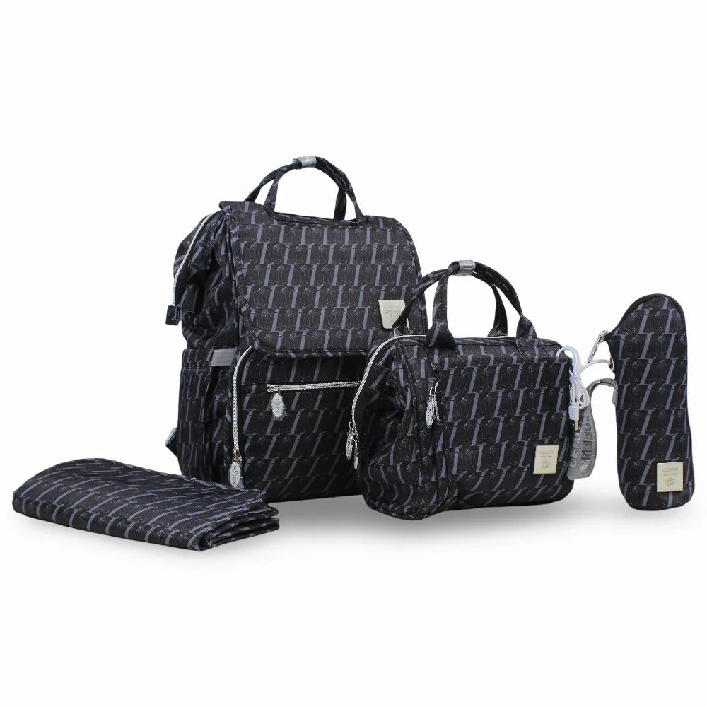 LeQueen Diamond 8th Special Edition Soft Waterproof Diaper Bag Set - Black