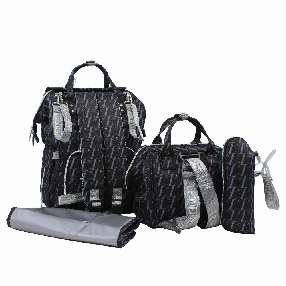 LeQueen Diamond 8th Special Edition Soft Waterproof Diaper Bag Set - Black