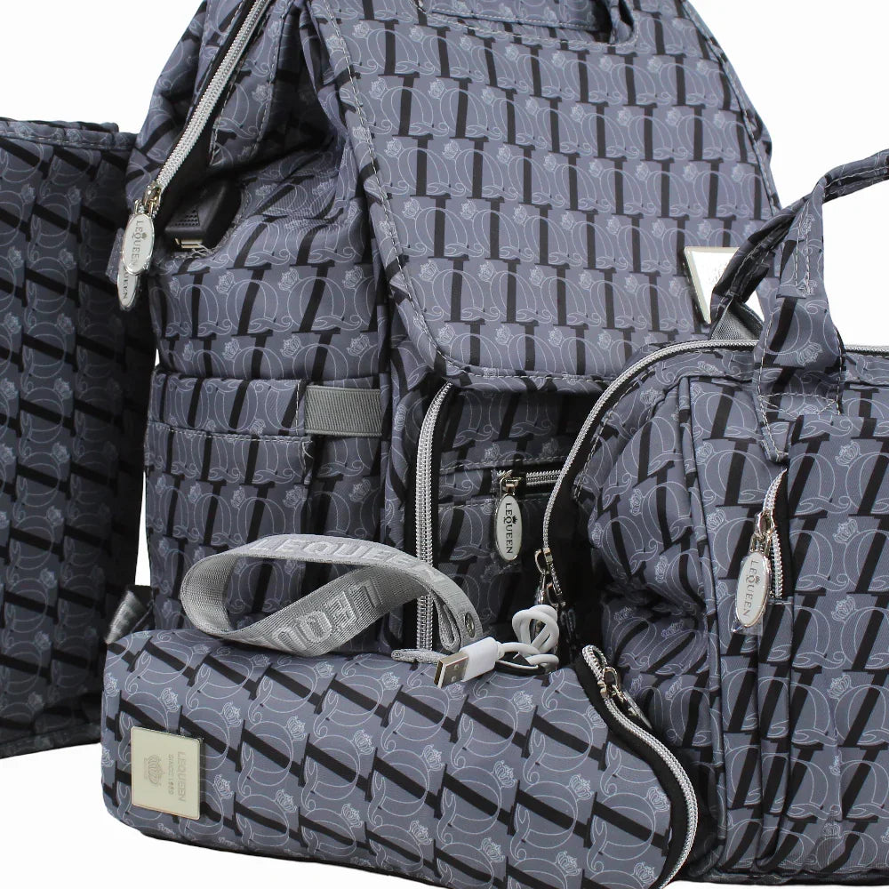 LeQueen Diamond 8th Special Edition Soft Waterproof Diaper Bag Set - Grey