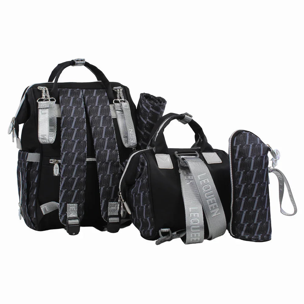 LeQueen Diamond 8th Special Edition Soft Waterproof Diaper Bag Set - Black
