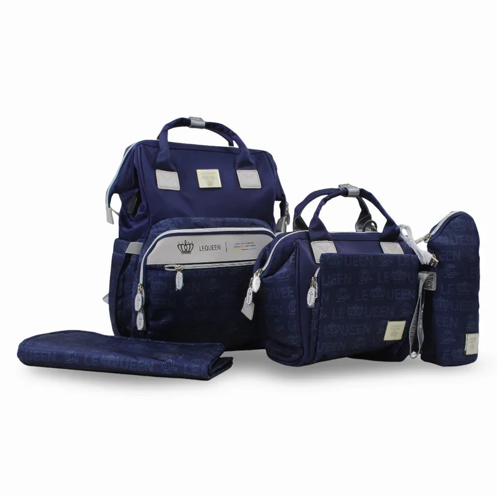LeQueen Diamond 8th Special Edition Soft Waterproof Diaper Bag Set - Navy Blue