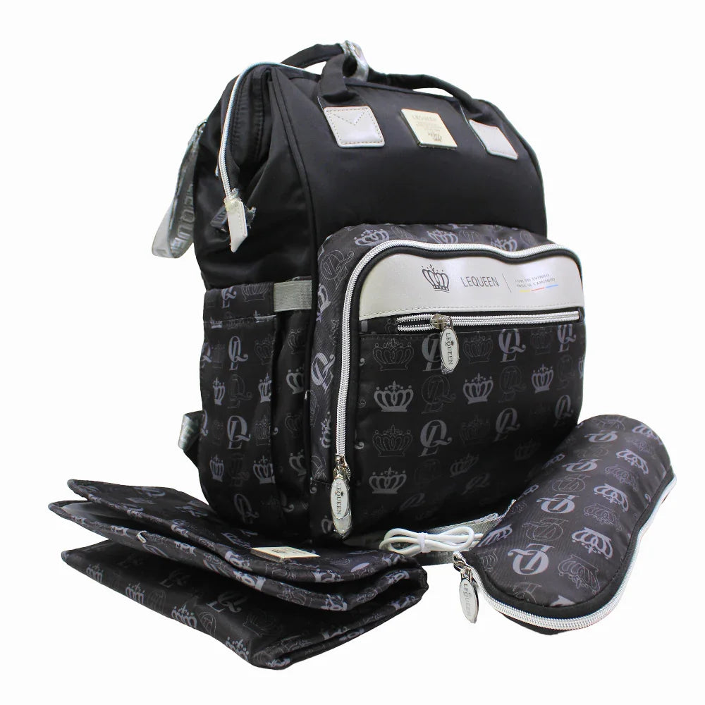 LeQueen Diamond 8th Special Edition Tag Caro Soft Waterproof Diaper Bag - Black