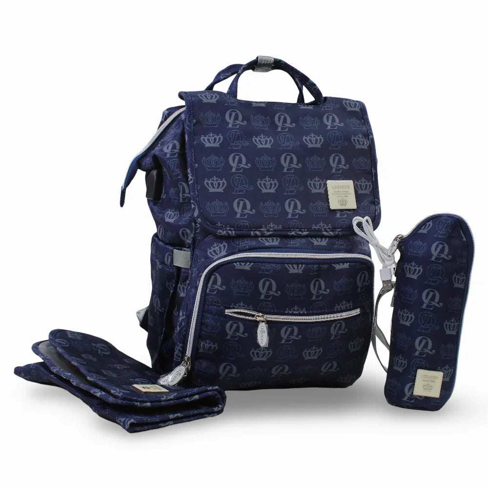LeQueen Diamond 8th Special Edition Soft Waterproof Diaper Bag - Navy Blue - Baby Essentials