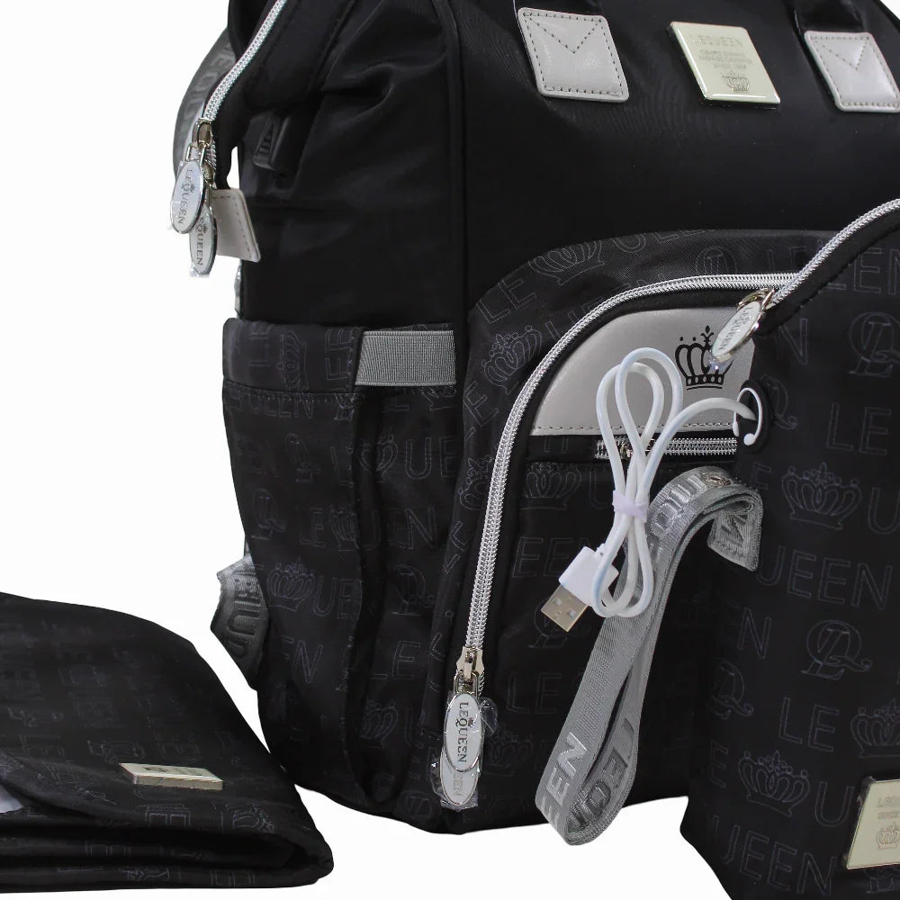 LeQueen Diamond 7th Special Edition Soft Waterproof Diaper Bag - Black