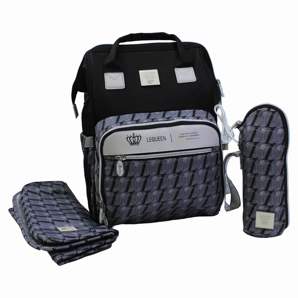 LeQueen Diamond 8th Special Edition Soft Waterproof Diaper Bag - Black