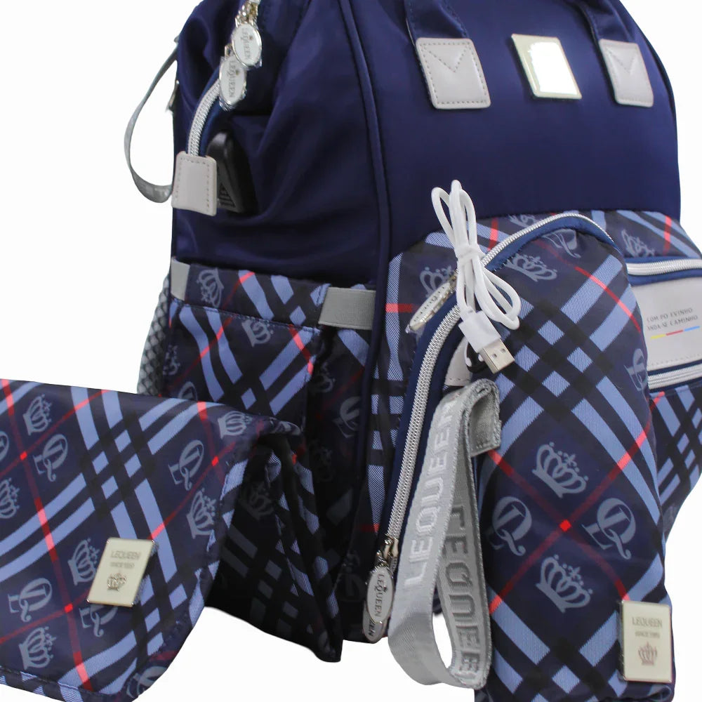 LeQueen Diamond 8th Special Edition Soft Waterproof Diaper Bag - Navy Blue