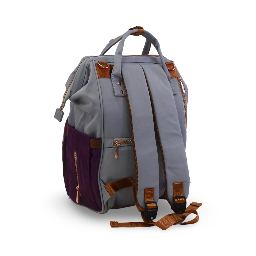 LeQueen Diamond 8th Generation Diaper Backpack – Striped Grey & Purple