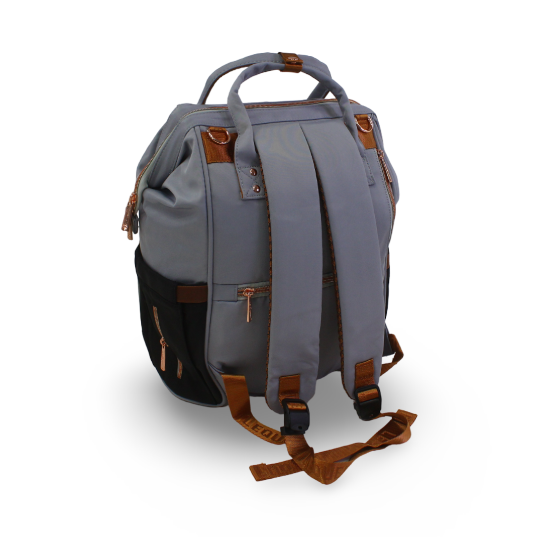 LeQueen Diamond 8th Generation Diaper Backpack – Striped Grey & Black