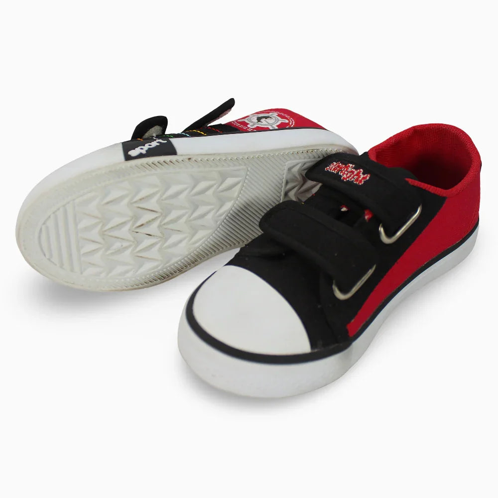 Boys Canvas Sneakers – Black & Red