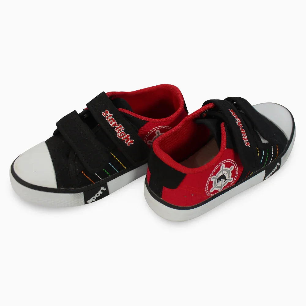 Boys Canvas Sneakers – Black & Red