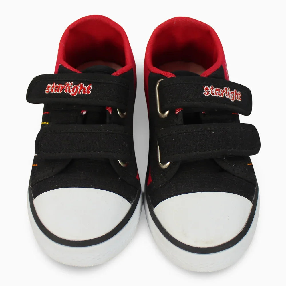Boys Canvas Sneakers – Black & Red