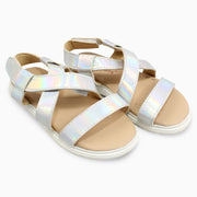 Girls Leather Sandals – Silver