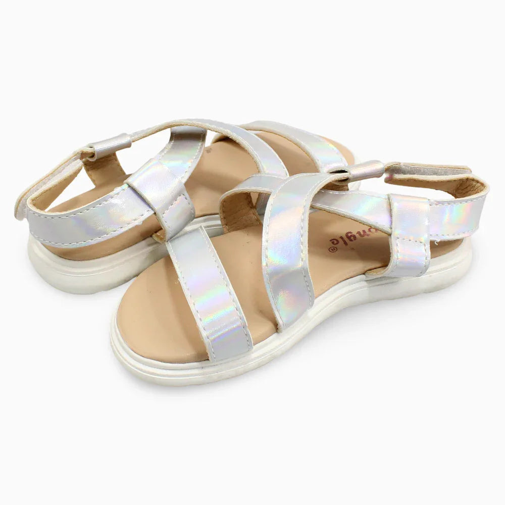 Girls Leather Sandals – Silver