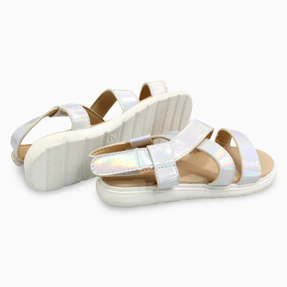 Girls Leather Sandals – Silver