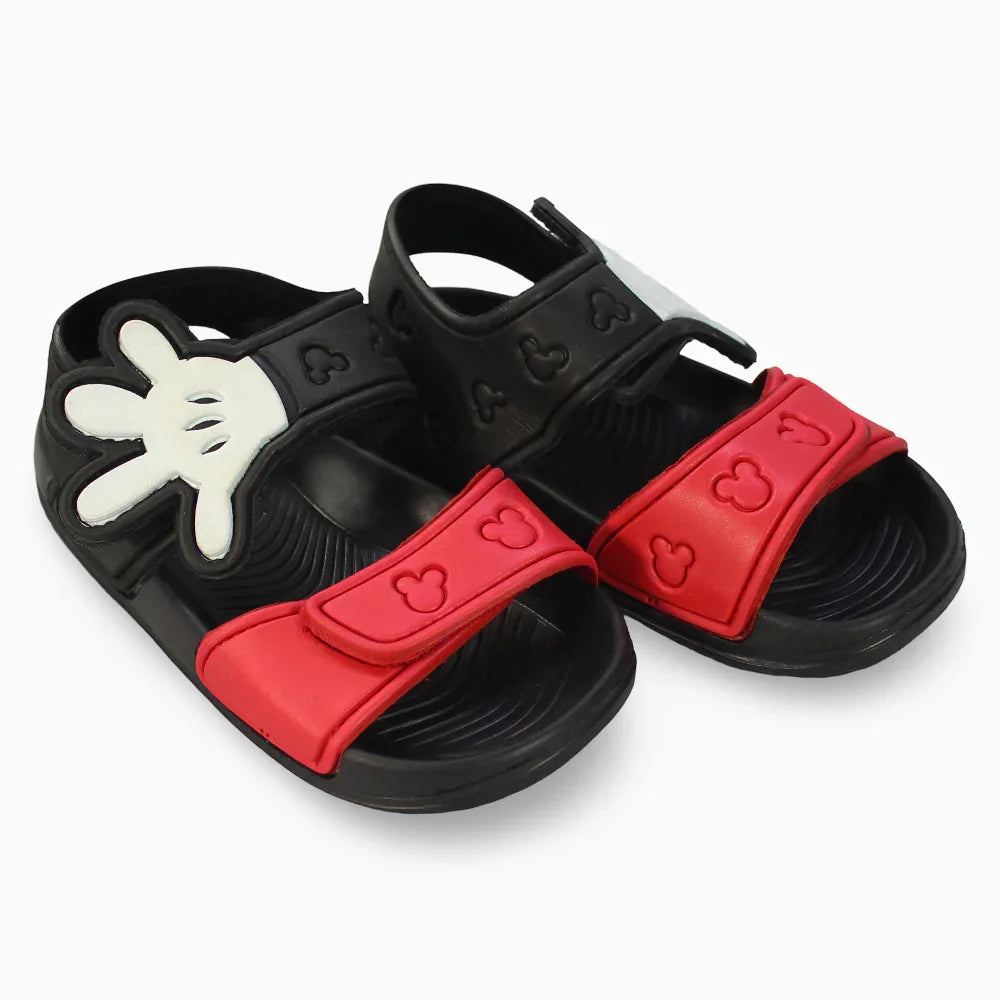 Boys Leather Sandals - Red with Mickey Mouse Detail - Clothing - Danda