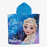 Girls Poncho Beach Towel with Hoodie - Turquoise with Frozen Print